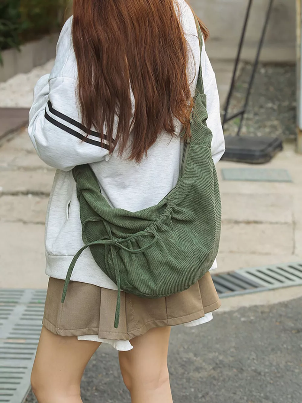 Corduroy Drawstring Crossbody Bag, image 7
