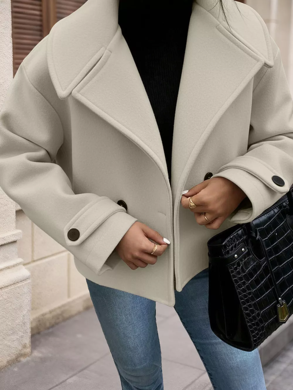 Double-Breasted Wool Blend Outerwear, image 6