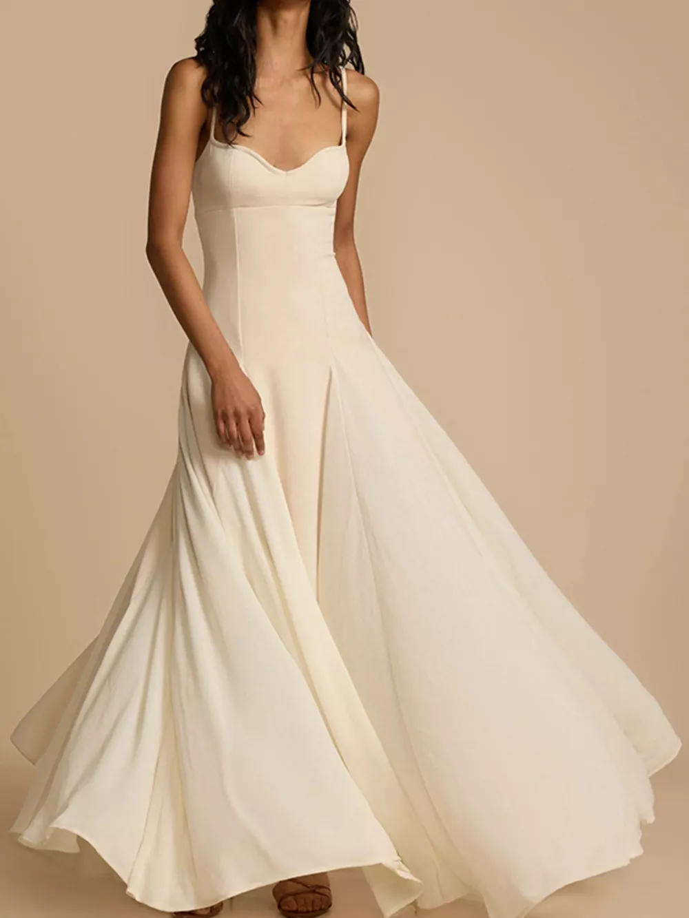 Sweetheart Neck Spaghetti Strap Flowy Maxi Dress