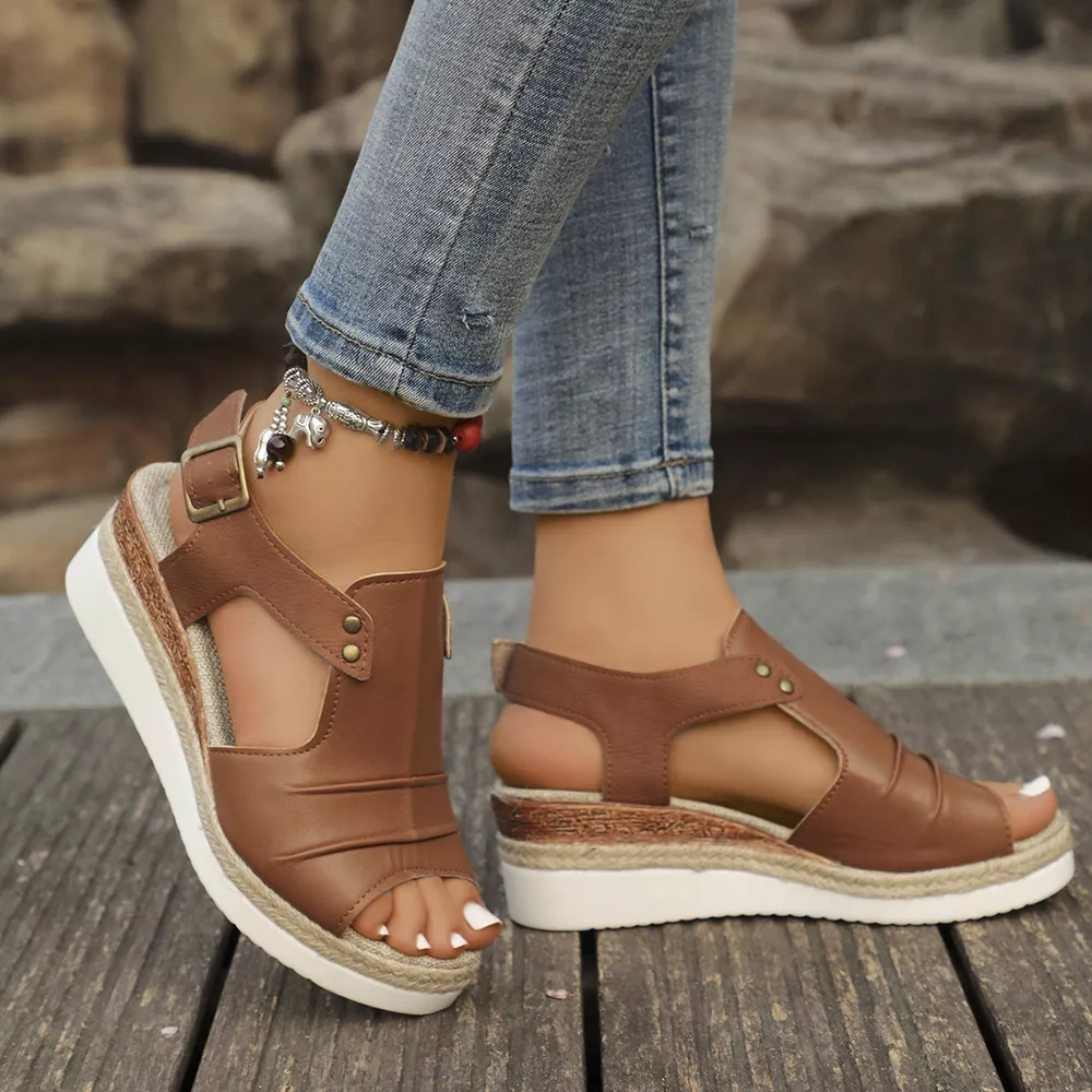 Peep Toe Wedge Sandals, image 11