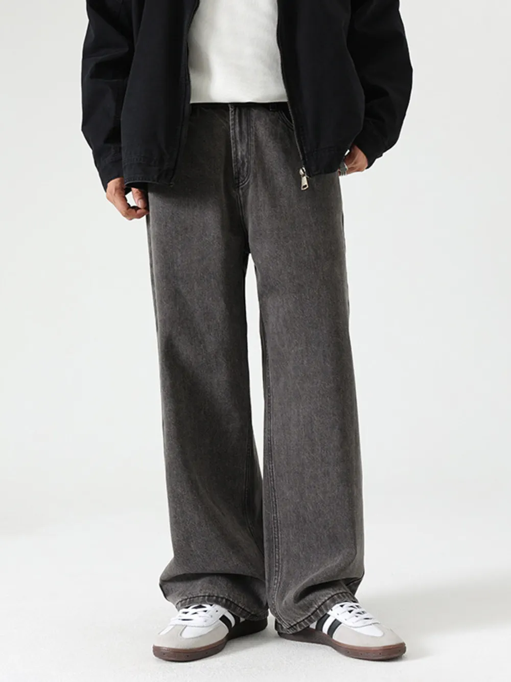 Men's Washed Wide Leg Jeans, image 7