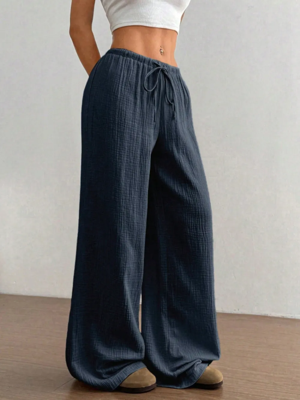 Wide Leg Drawstring Casual Pants, image 18