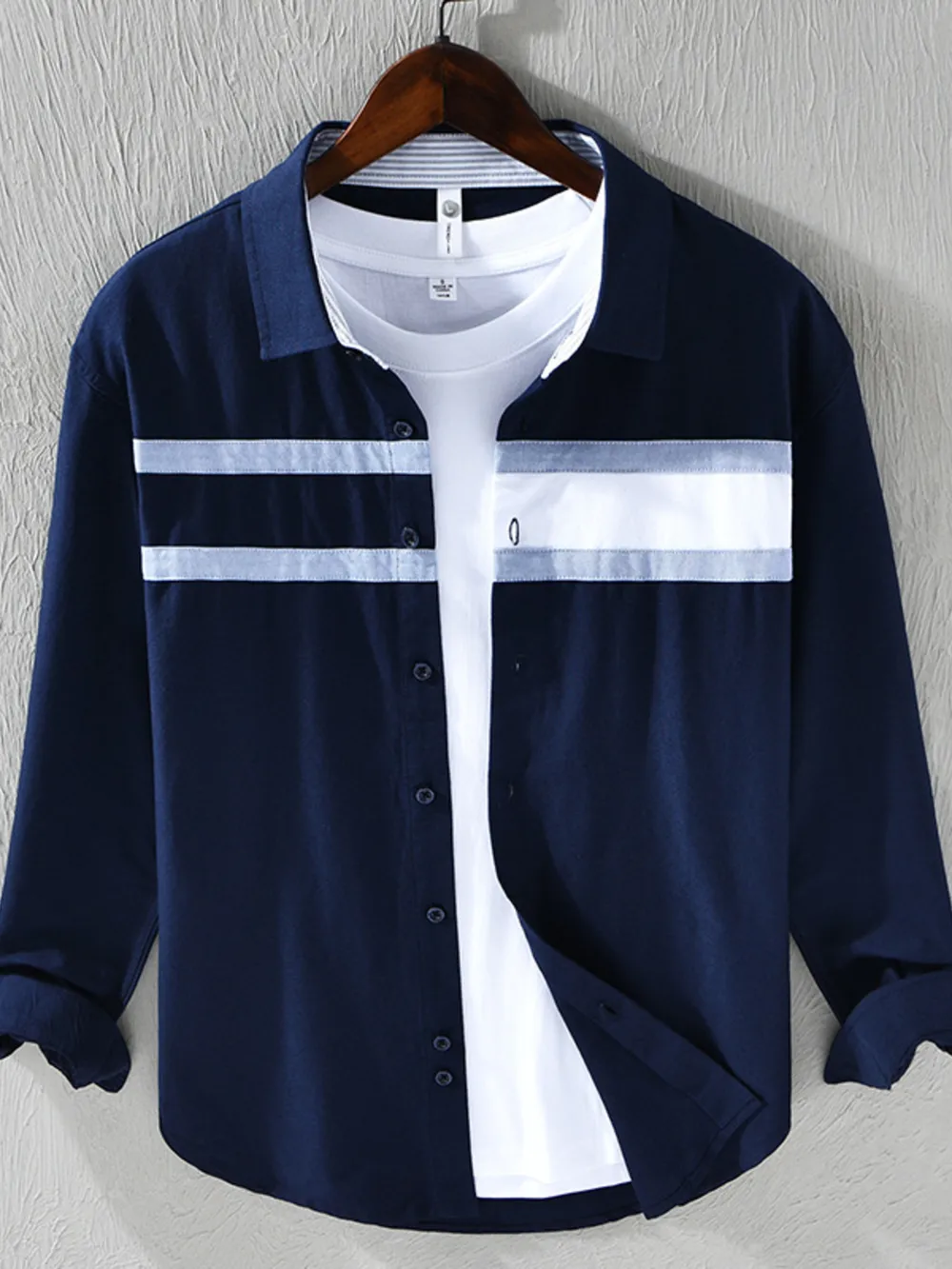 Men's Plus Size Striped Button-Down Shirt, image 4