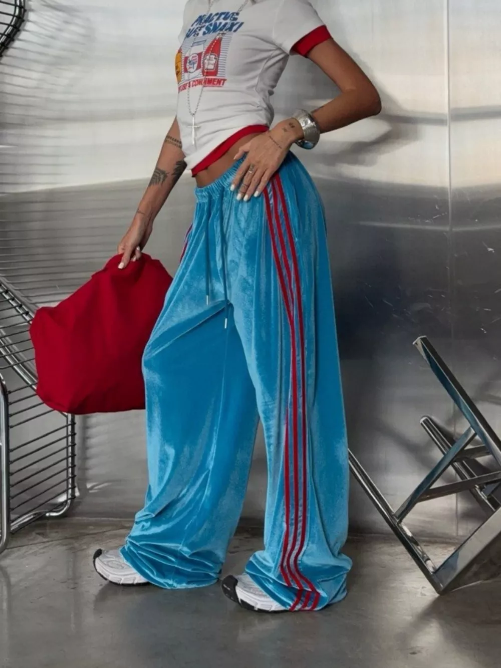 Contrast Side Stripes Wide-Leg Pants, image 11