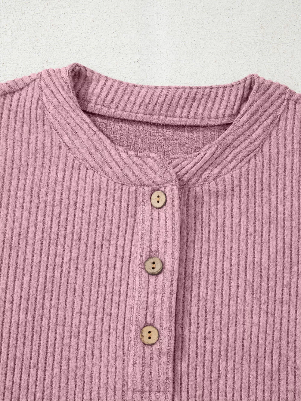 Ribbed Texture Drop Shoulder Henley Top, image 10