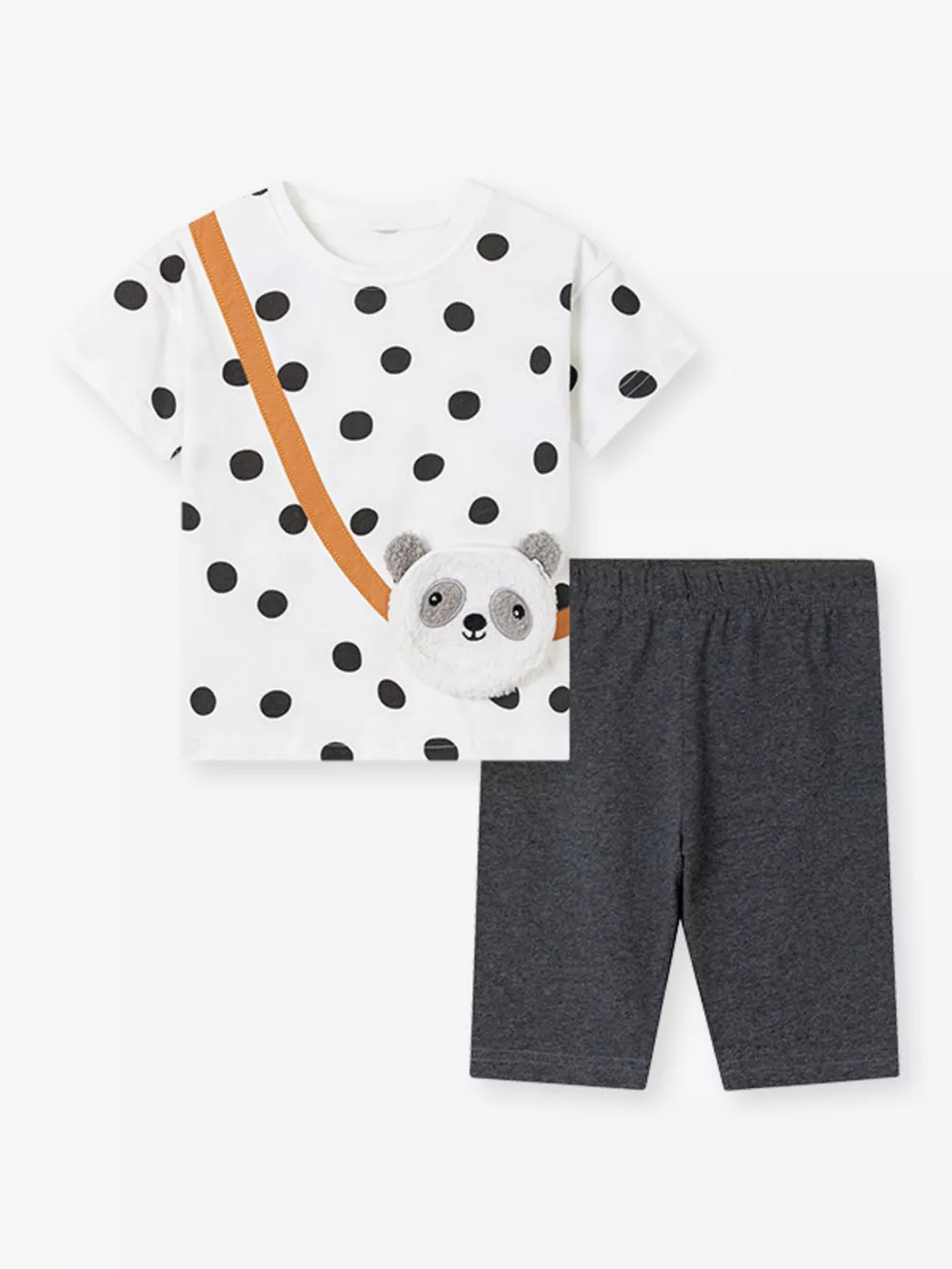 Children's Panda Plush Bag Polka Dot Outfit Set, image 5