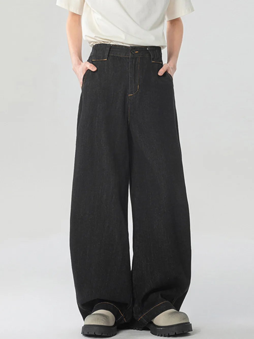 Men's Washed Wide Leg Jeans