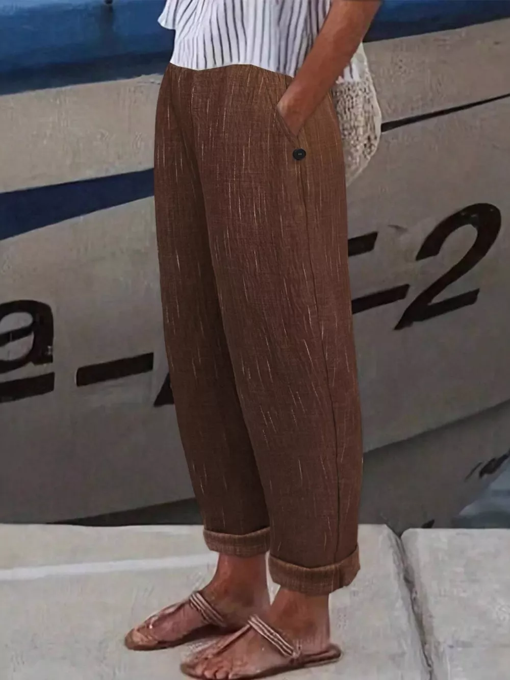 Loose Fit Cropped Pants, image 4