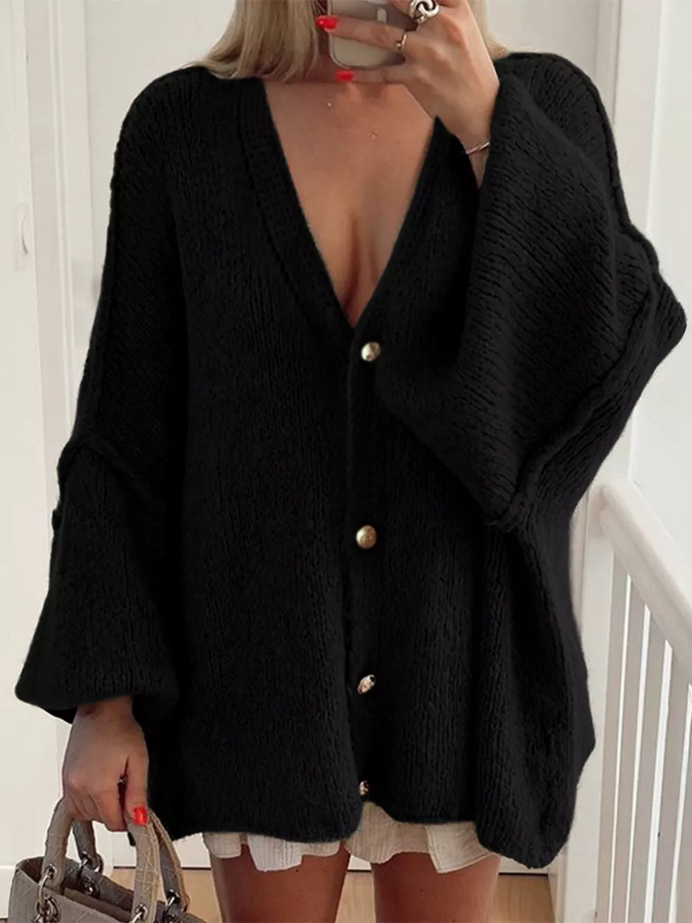 Oversized Knit Button Up Cardigan, image 11