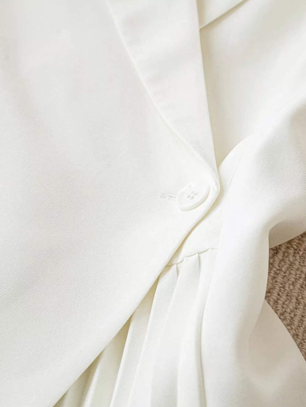 One Button Asymmetric Pleated Hem Blazer, image 3