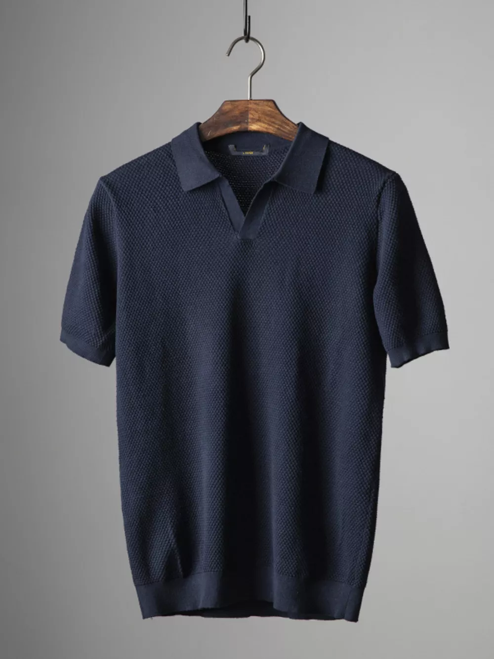 Men's Plus Size Textured Knit Short Sleeve Polo, image 5
