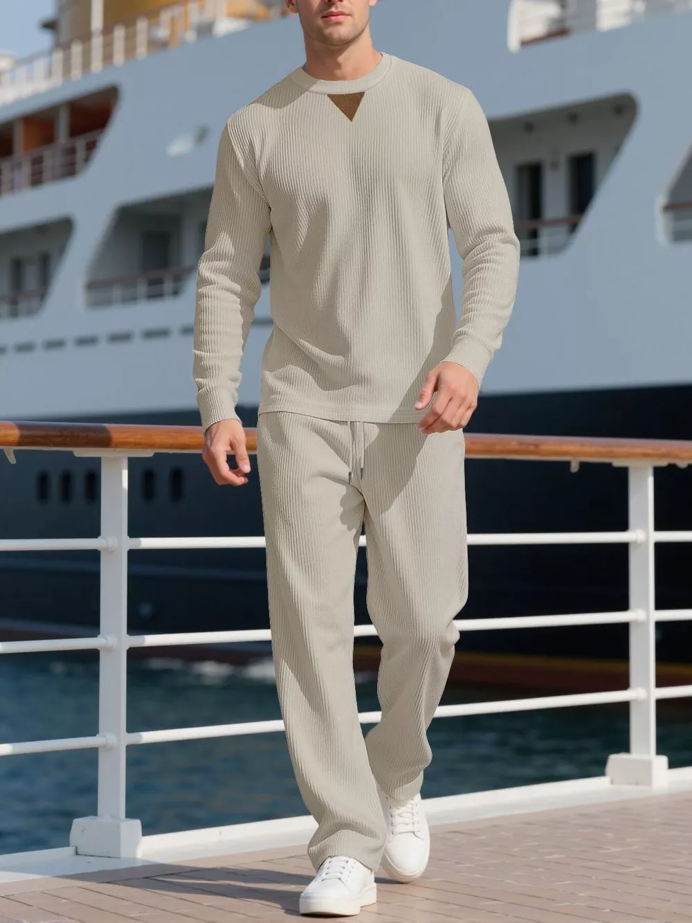 Men's Full Size Casual Crewneck Long Sleeve Sweatshirt and Jogger Set Plus Size, image 10