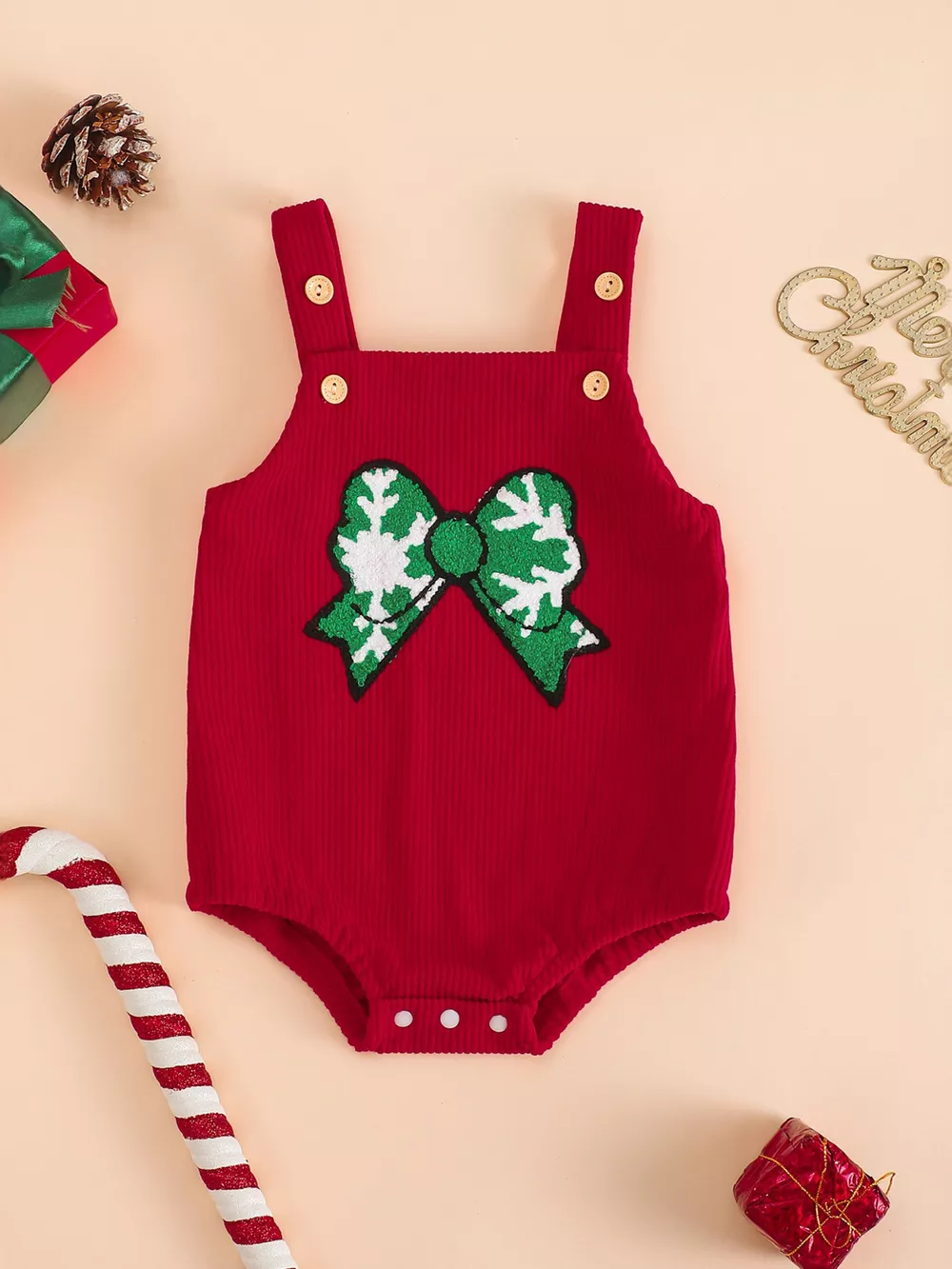 Children's Bow Corduroy One-Piece