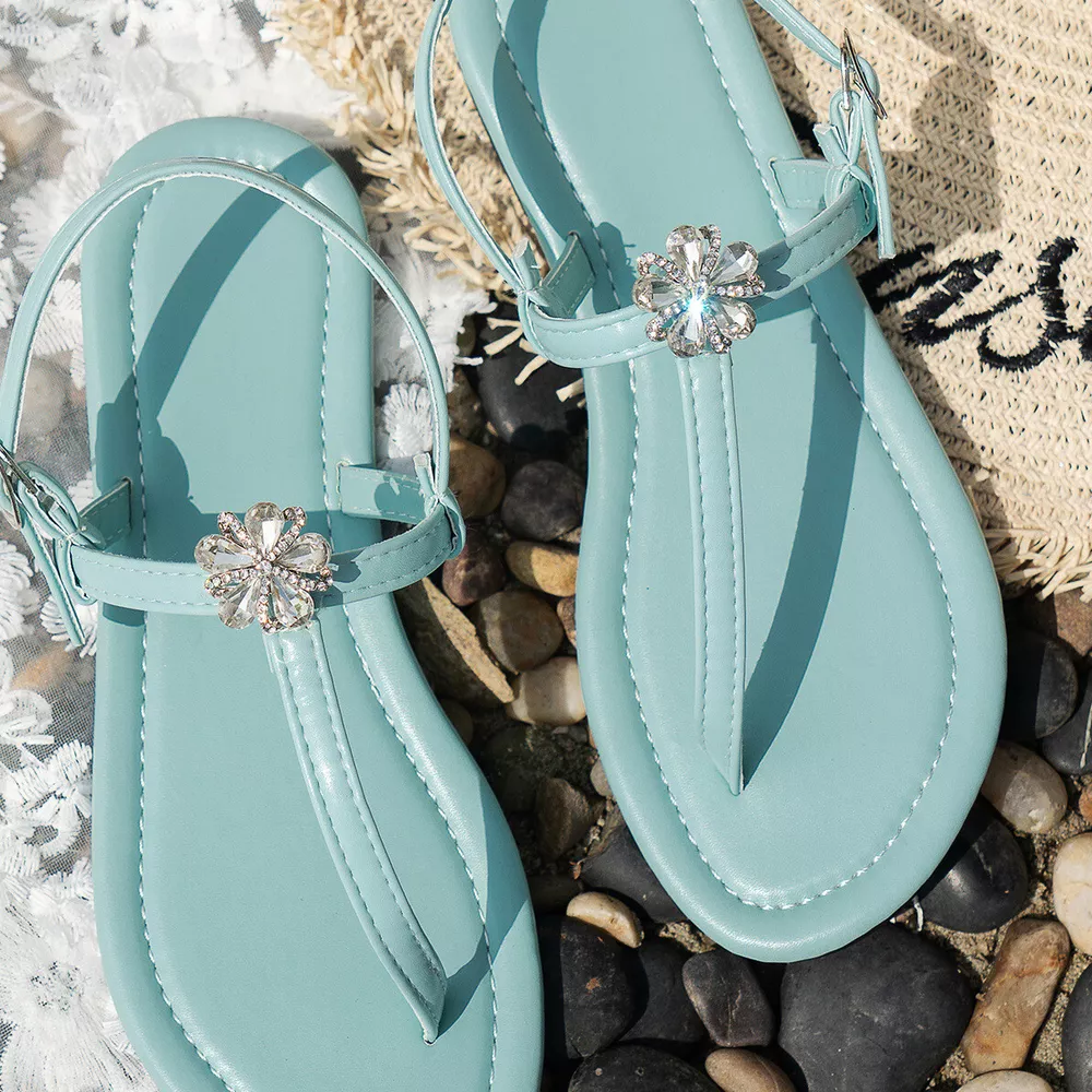 Floral Embellished Thong Sandals, image 19