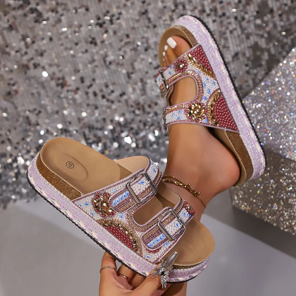Rhinestone Open Toe Platform Sandals, image 5