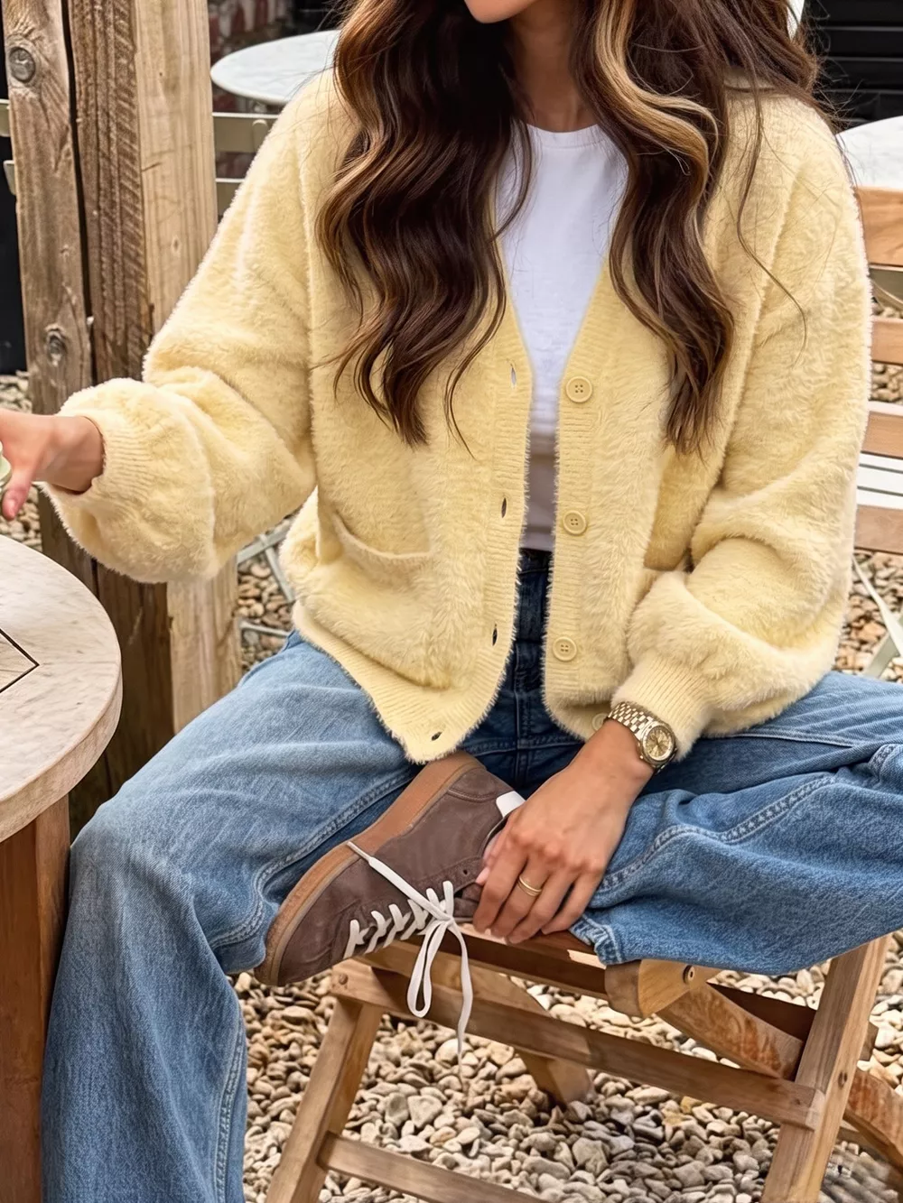 Button Up V-Neck Cardigan, image 3