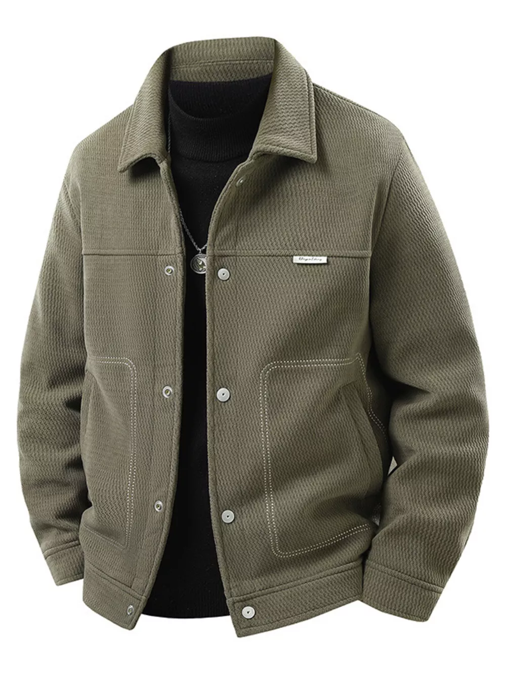 Men's Plus Size Snap Down Long Sleeve Jacket, image 4