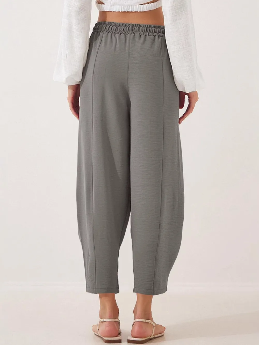 Full Size Drawstring Wide Leg Cropped Pants Plus Size, image 17