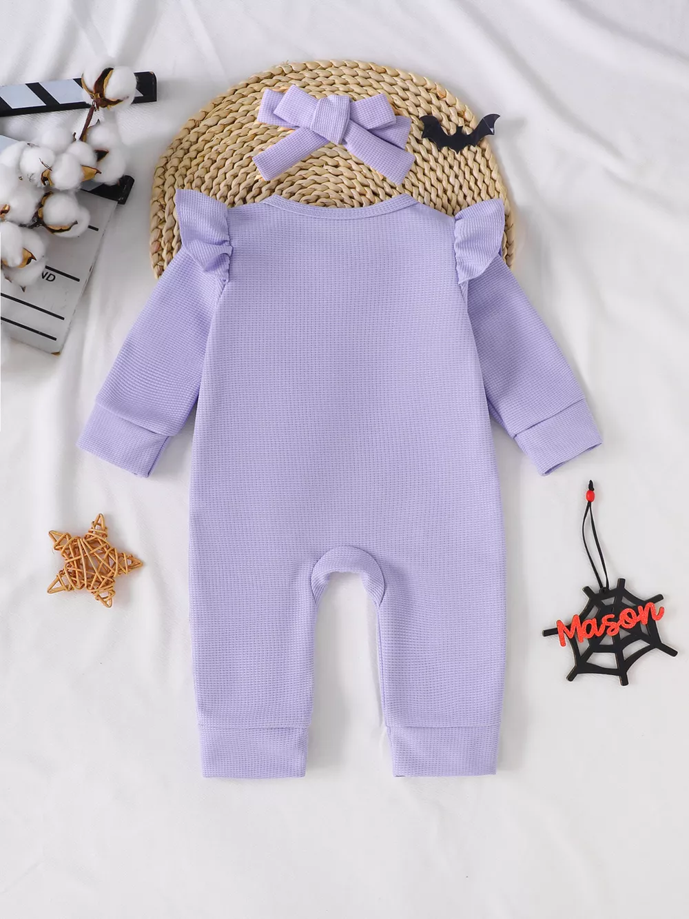 Children's Halloween Ruffled Long Sleeve One-Piece Jumpsuit with Headband, image 16