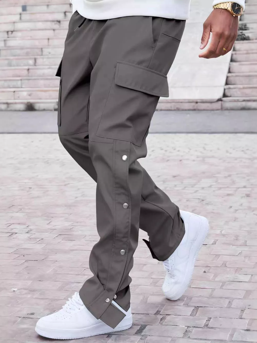 Men's Full Size Solid Color Cargo Pants Plus Size, image 4