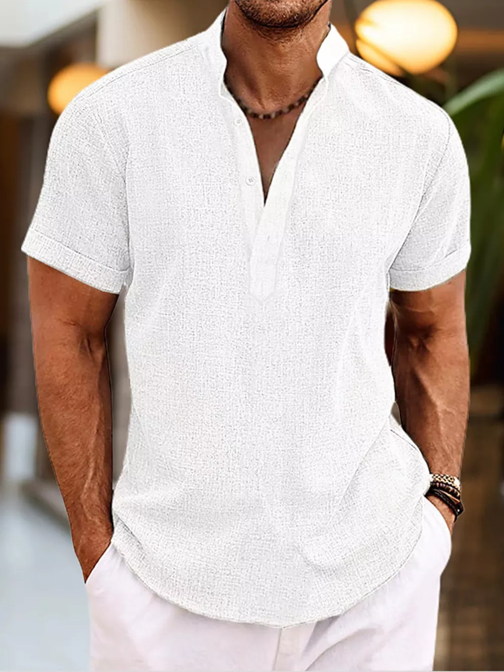 Men's Full Size Casual Short Sleeve Henley Shirt Plus Size, image 5