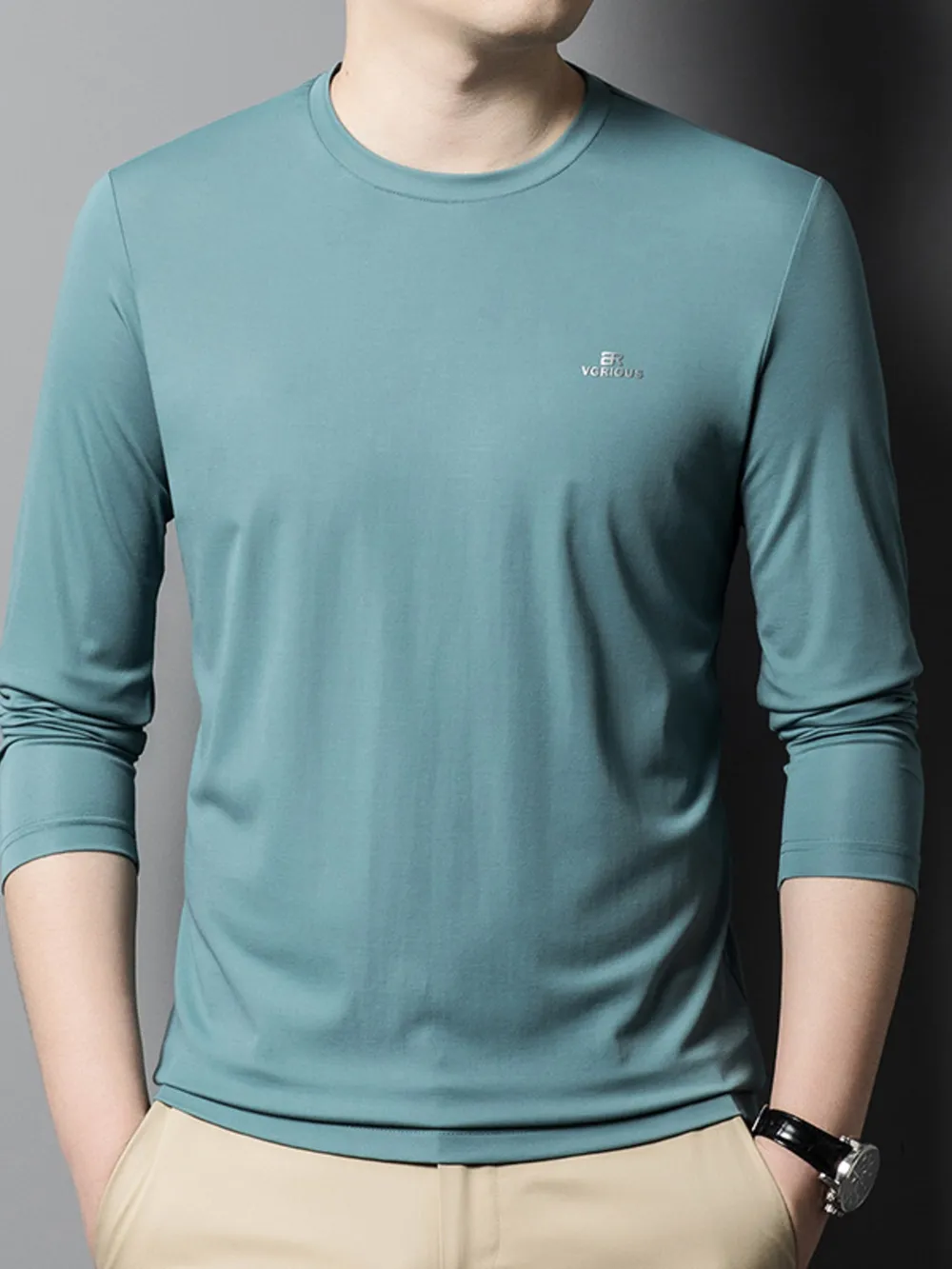Men's Plus Size Round Neck Long Sleeve T-Shirt