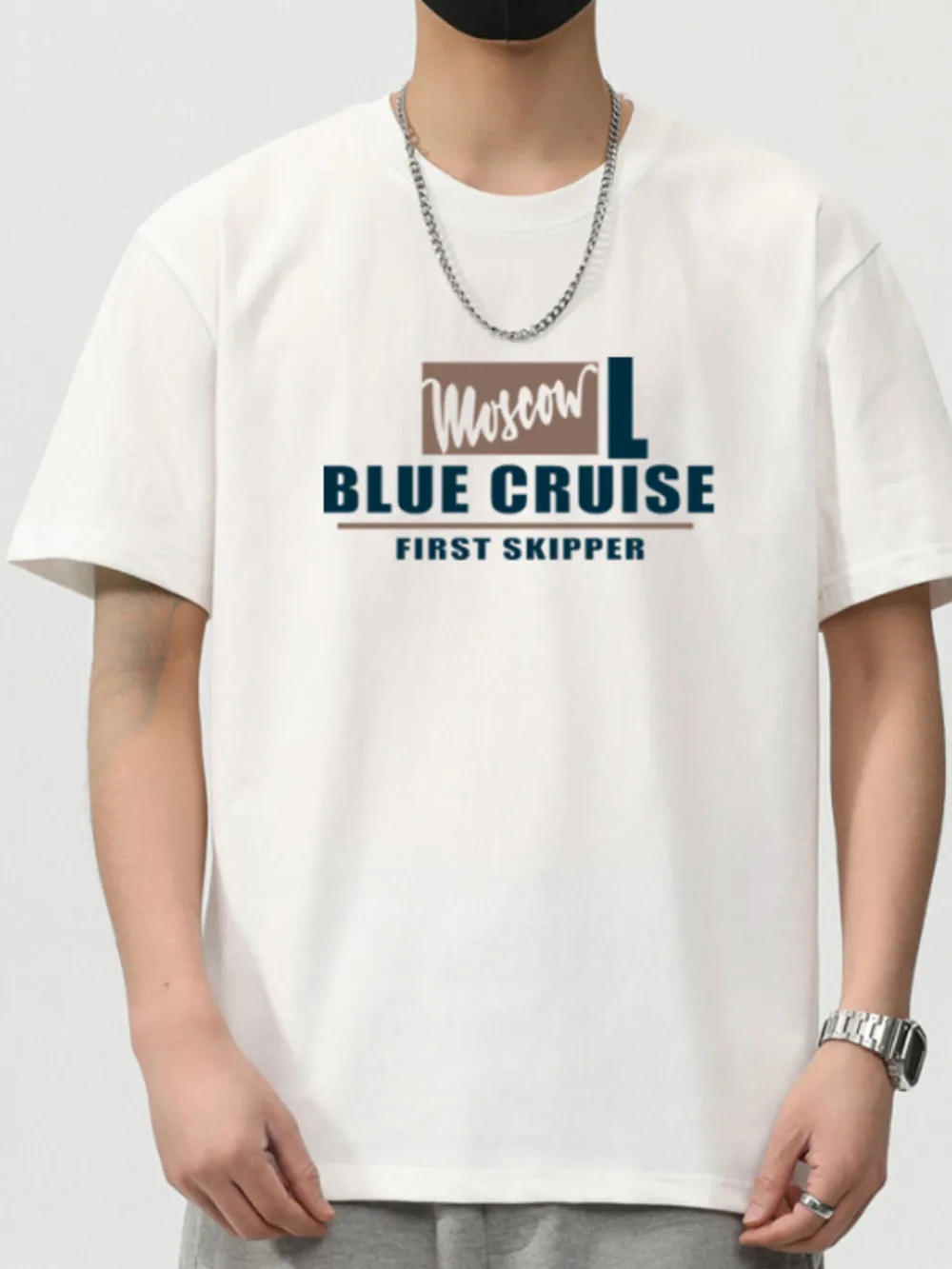 Men's Plus Size Letter Round Neck Short Sleeve T-Shirt, image 2
