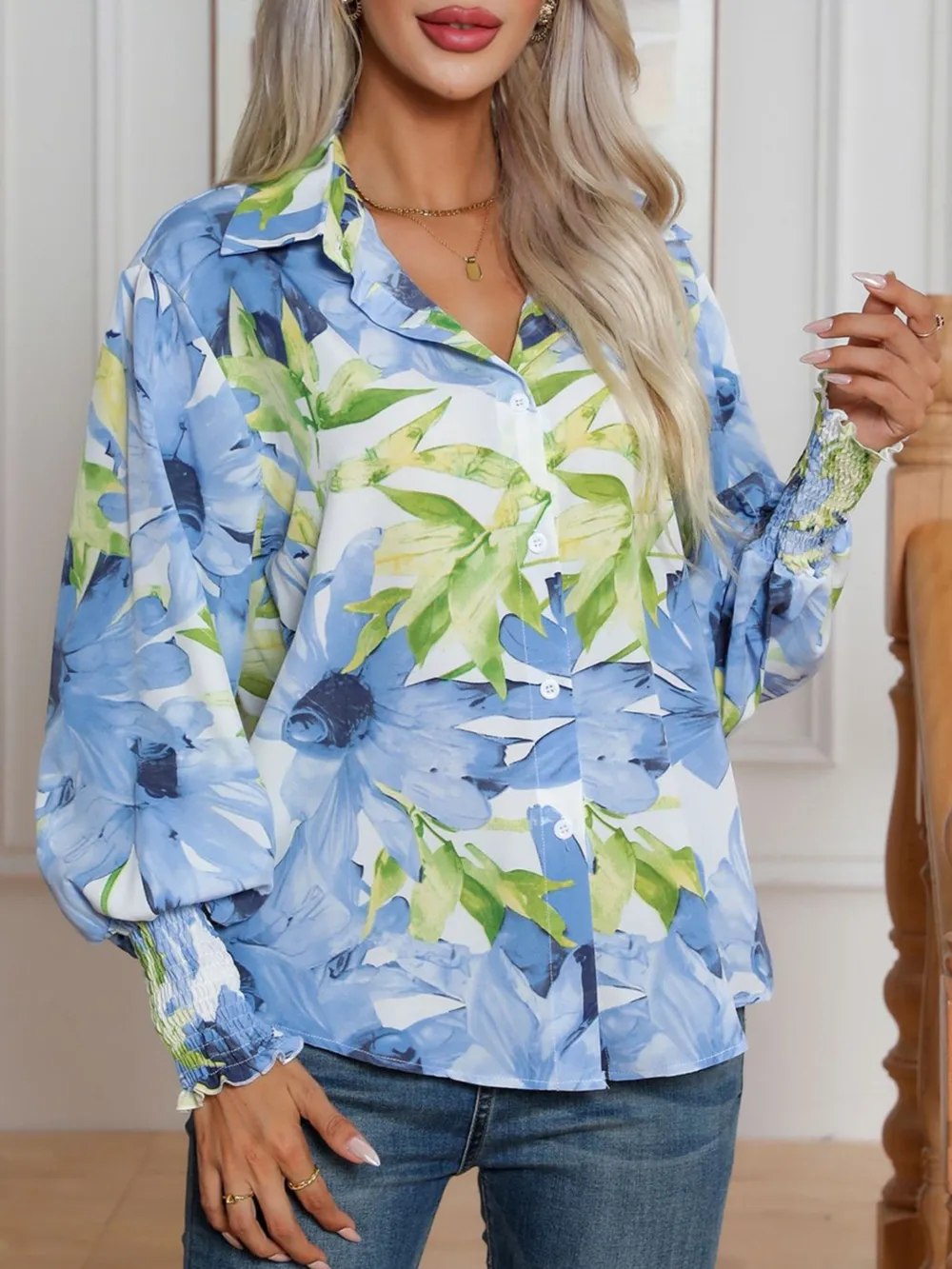 Printed Button Up Long Sleeve Shirt, image 12