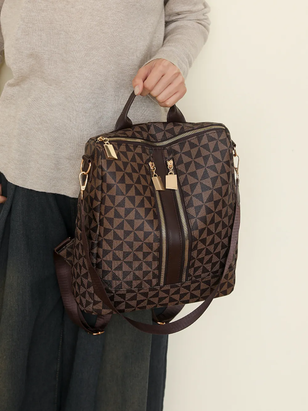 Geometric Pattern Backpack Bag, image 4
