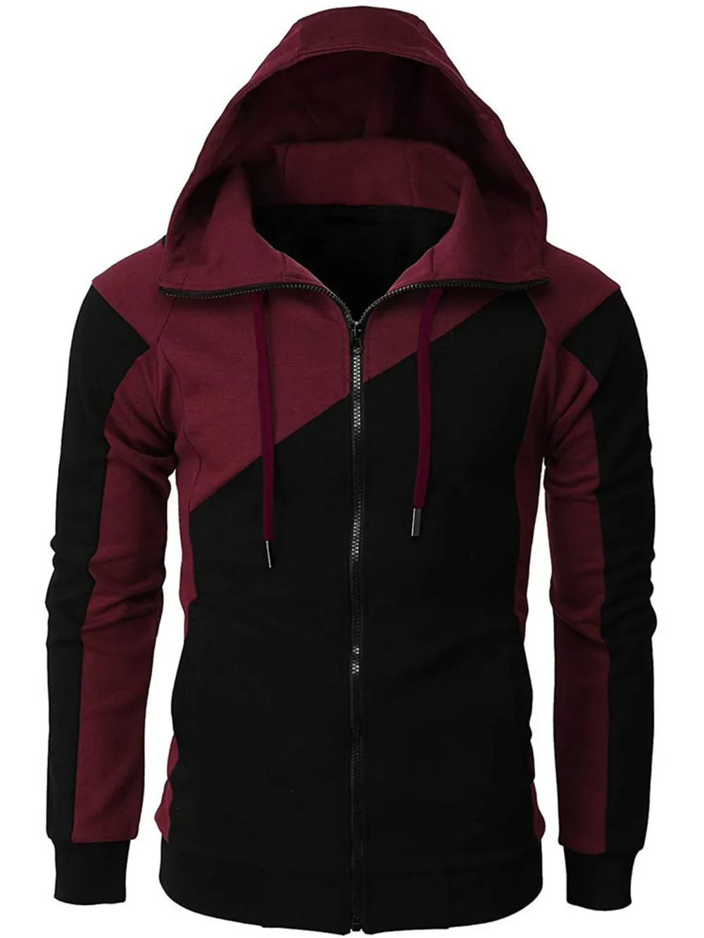Men's Color Block Zip-Up Hoodie, image 5