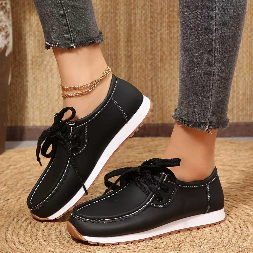 Round Toe Lace-Up Sneakers