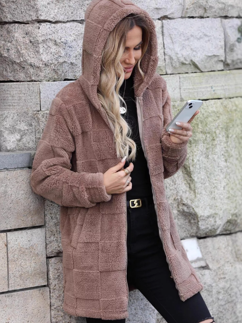 Fleece Zip Up Hooded Outerwear, image 5