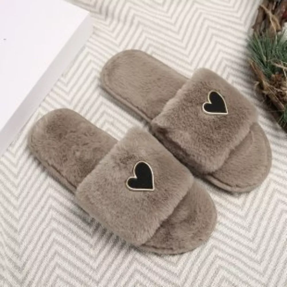 Heart Open Toe Flats Slippers, image 6