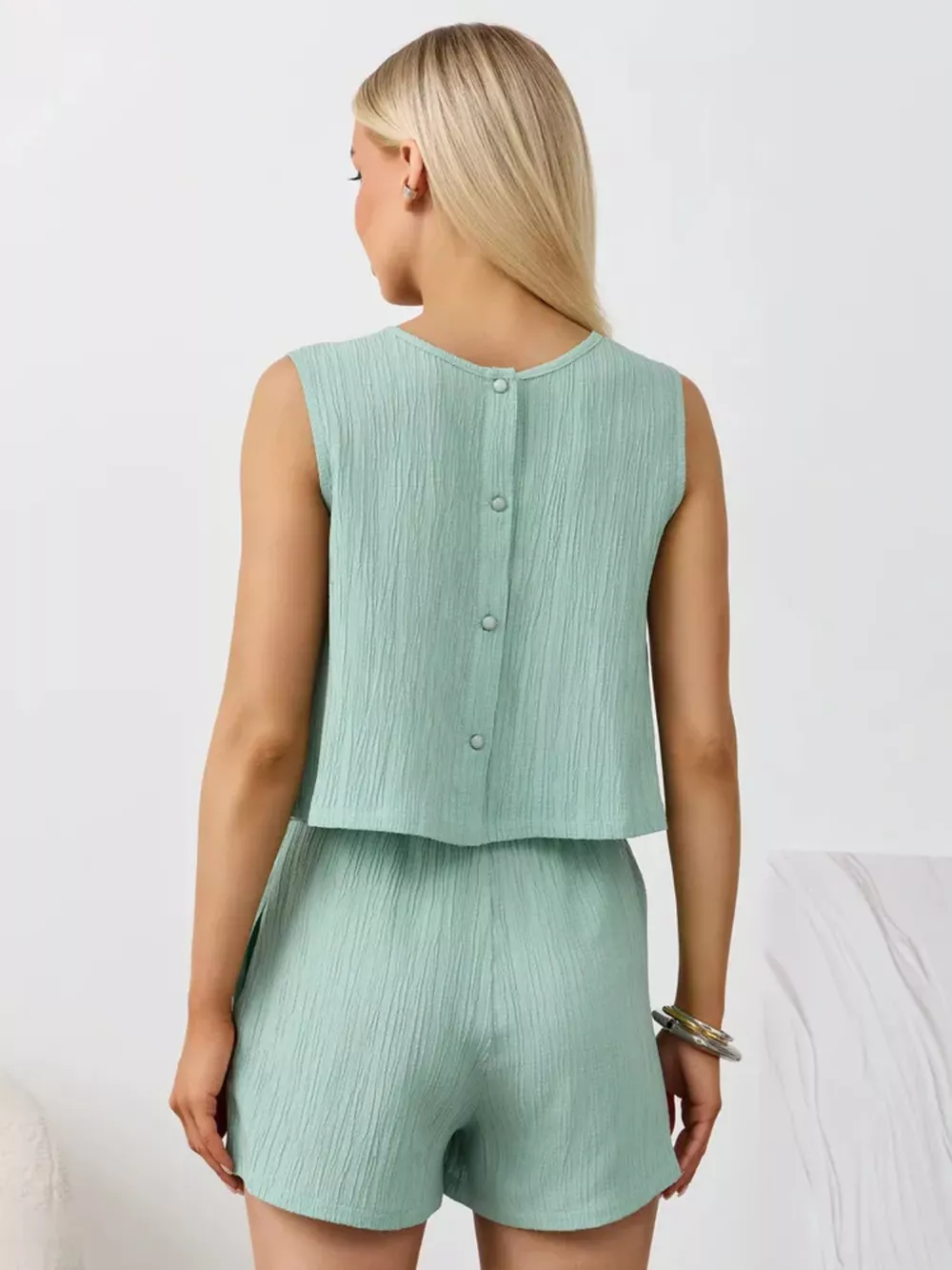 Textured Round Neck Tank and Shorts Set, image 30