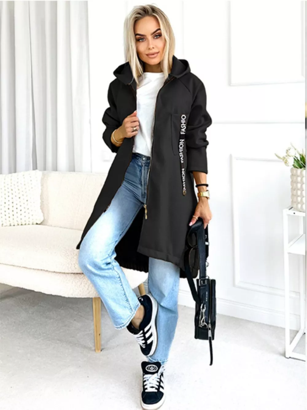 Full Size Zip Up Longline Hooded Outerwear Plus Size, image 12