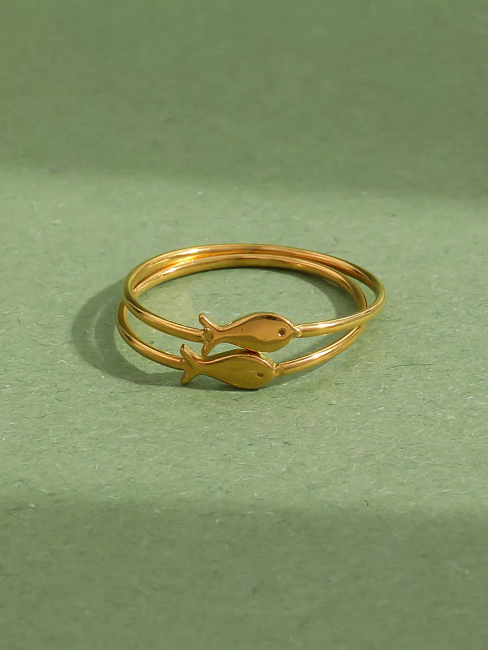 18K Gold-Plated Stainless Steel Fish Ring, image 9
