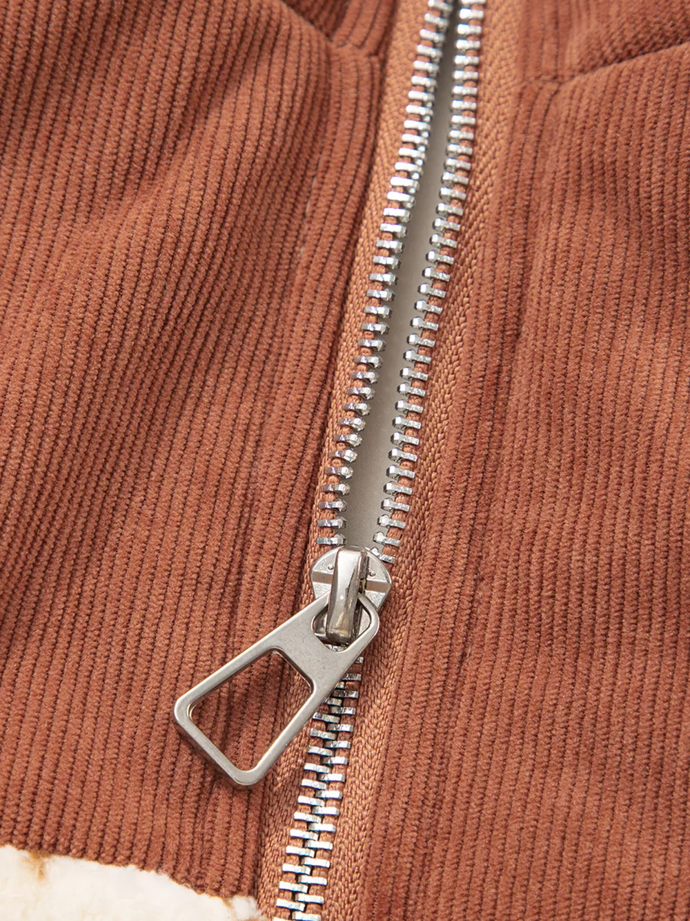 Geometric Print Fleece Metal Zipper Collar Patchwork Design Vest, image 9