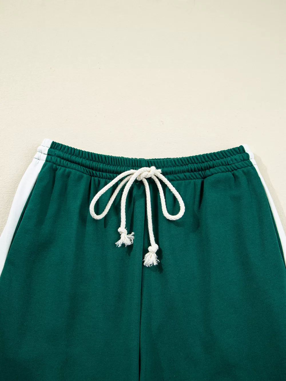 Round Neck Top and Stripe Detail Drawstring Pants Set, image 7