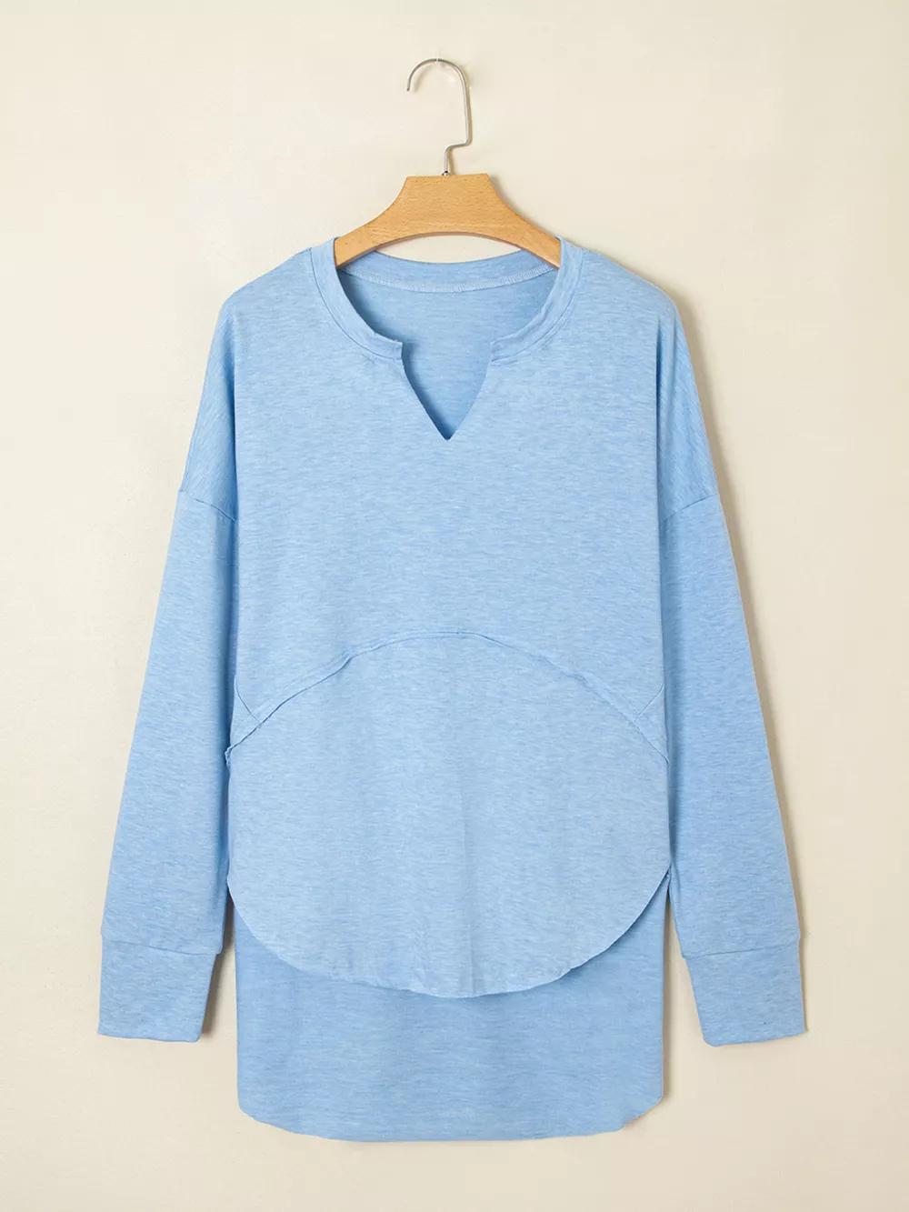 Notched Terry Long Sleeve Top, image 7