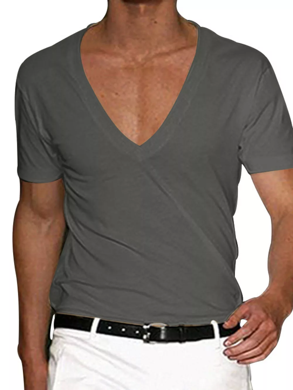 Men's Plus Size Deep V-Neck Slim Fit T-Shirt, image 5