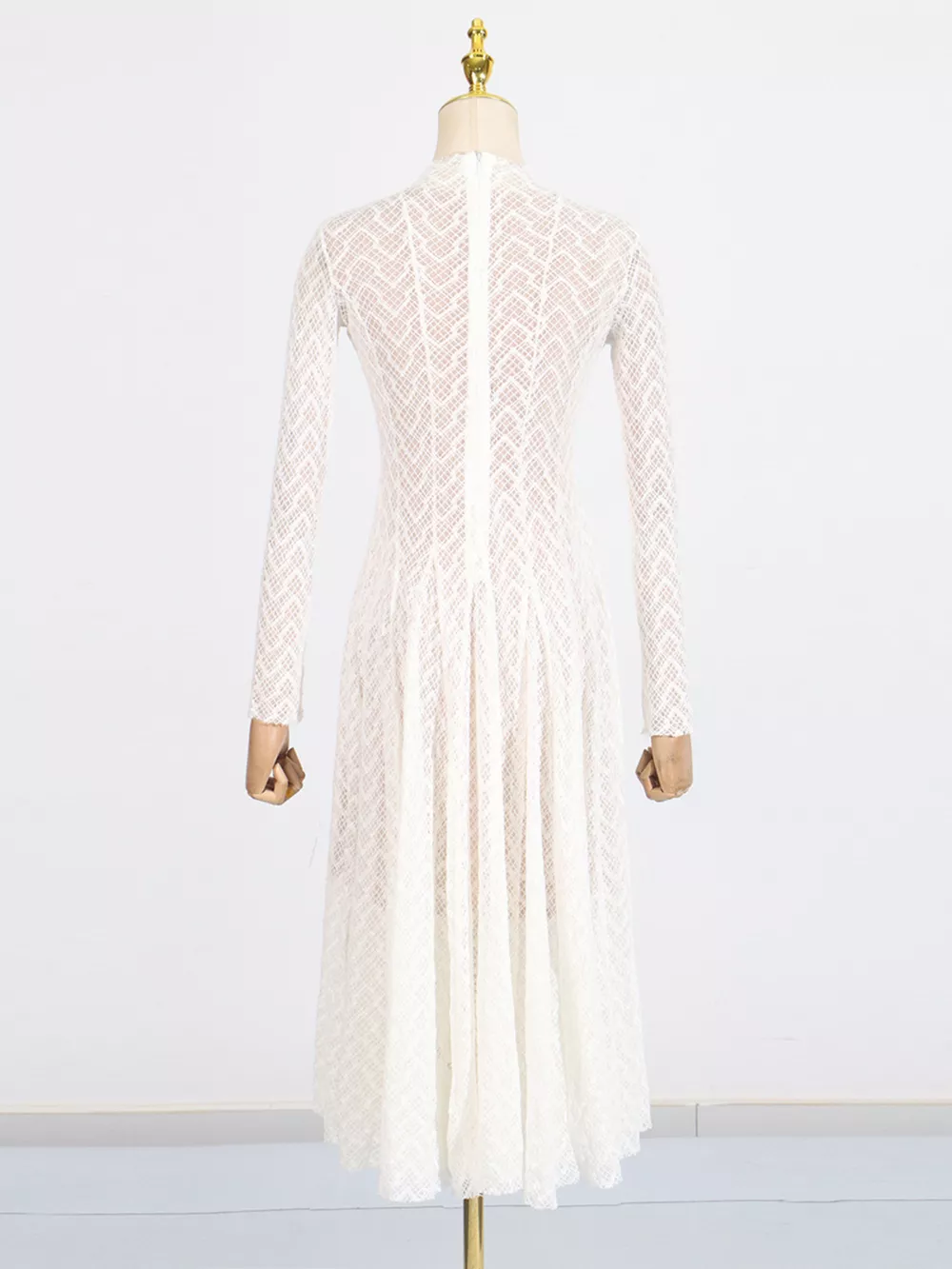 Lace Mock Neck Long Sleeve Maxi Dress, image 5