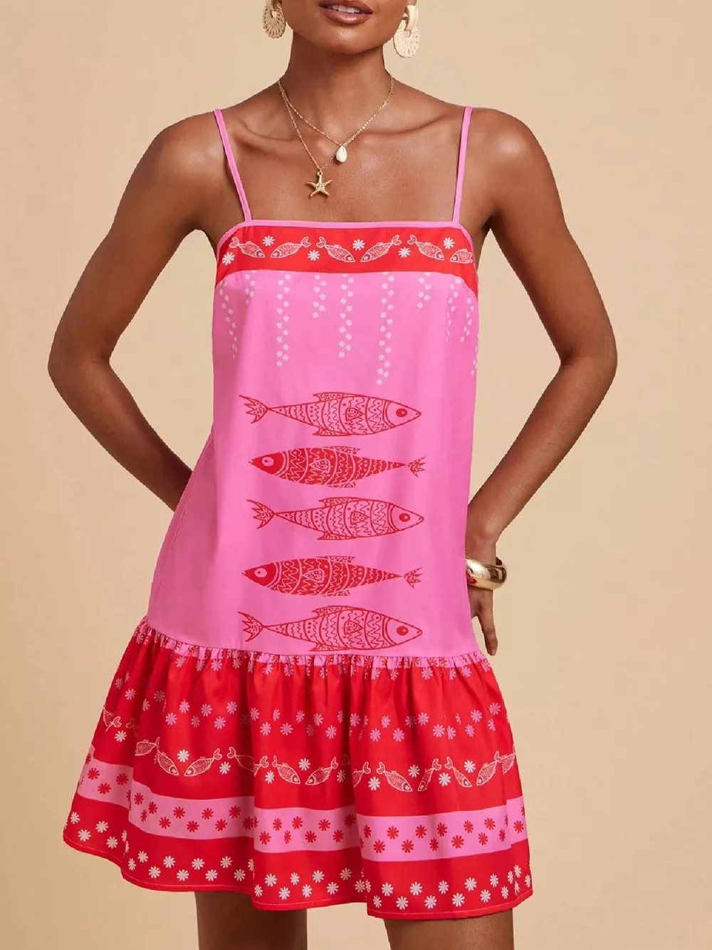Printed Spaghetti Strap Mini Dress, image 8