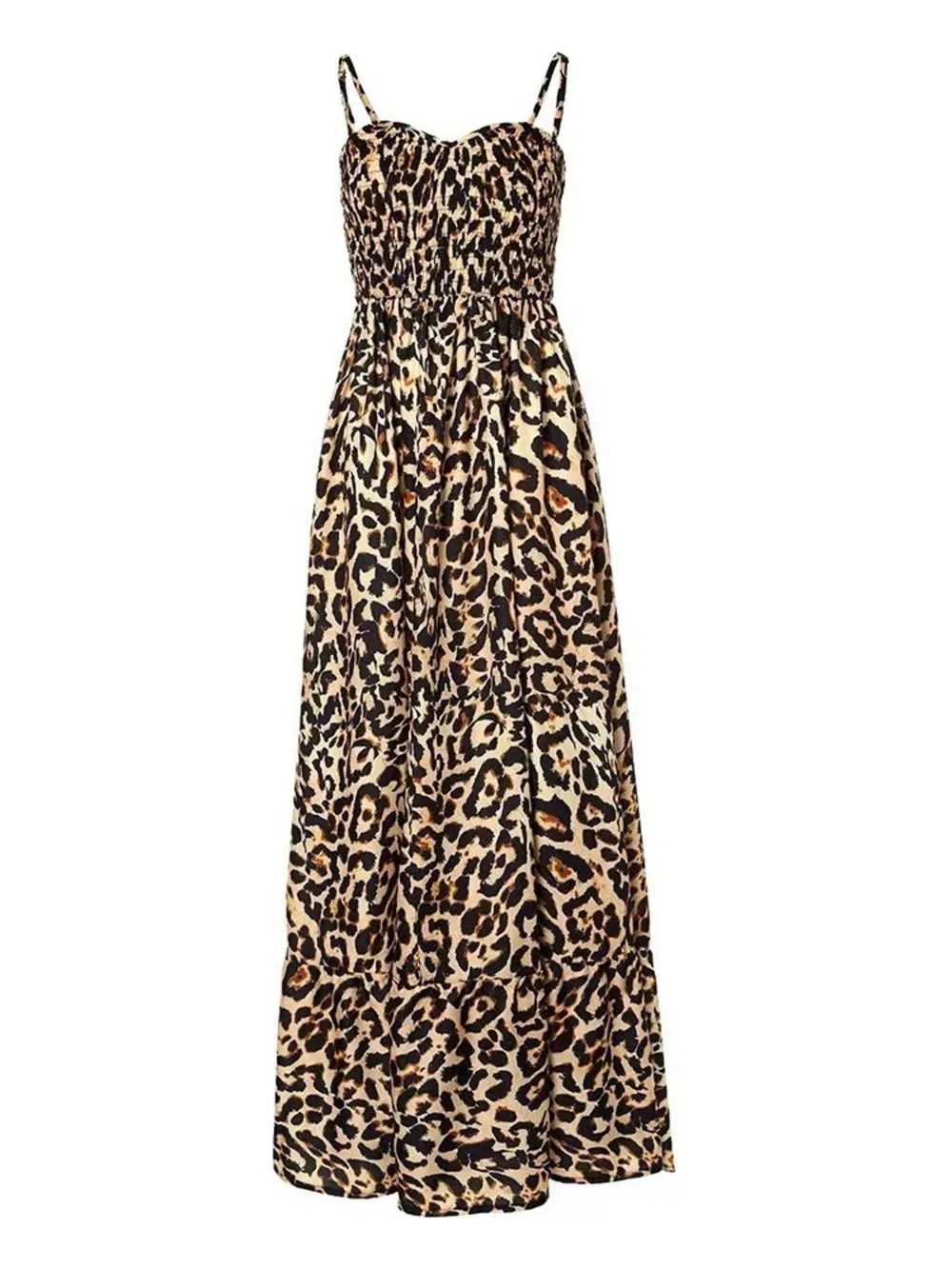 Full Size Leopard Print Spaghetti Strap Maxi Dress Plus Size, image 16
