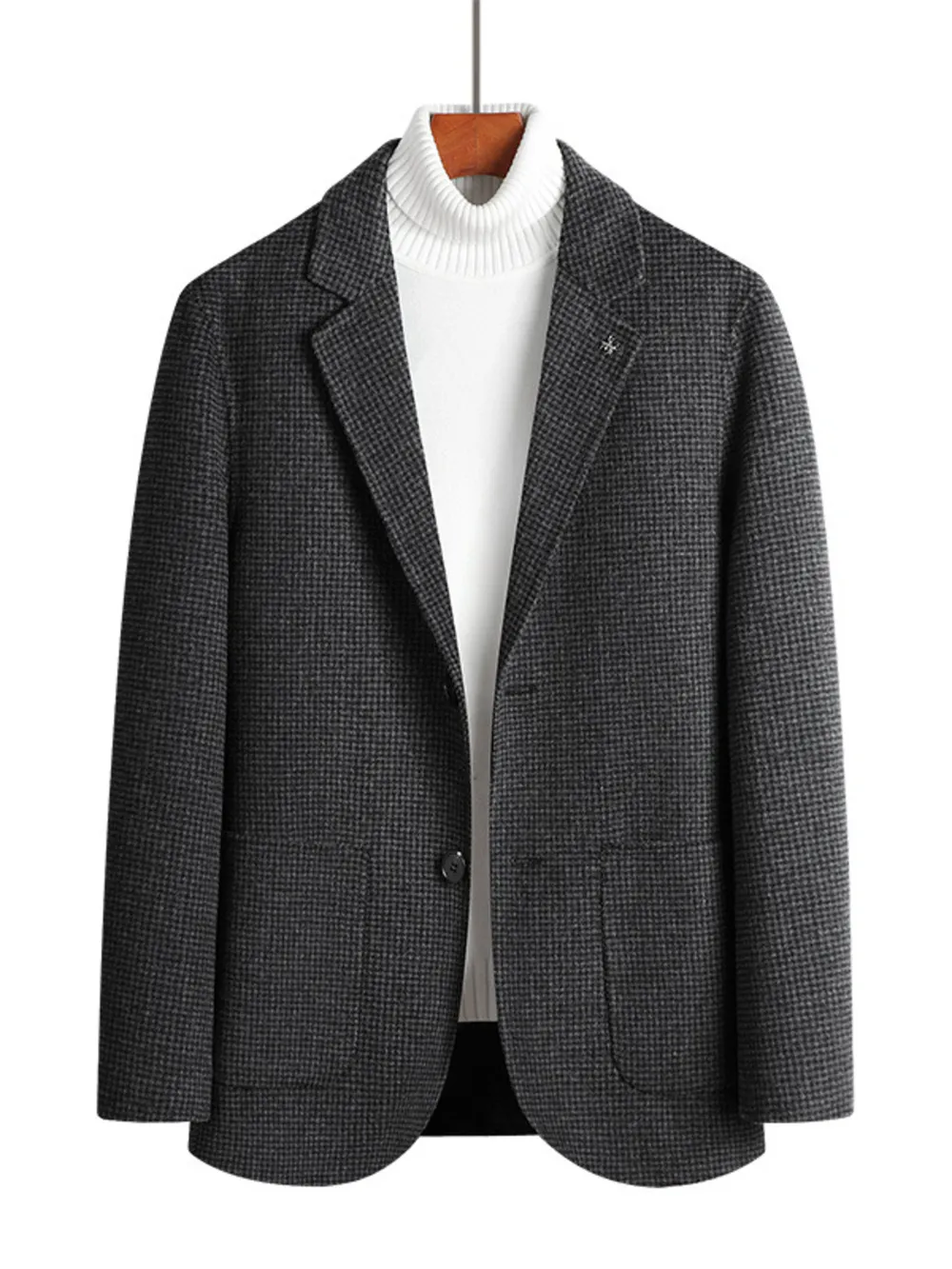 Men's Plus Size Lapel Collar Long Sleeve Blazer, image 6