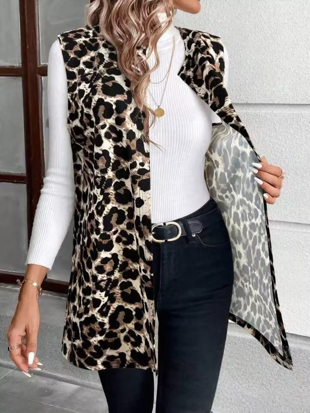 Sleeveless Leopard Print Vest Coat, image 14