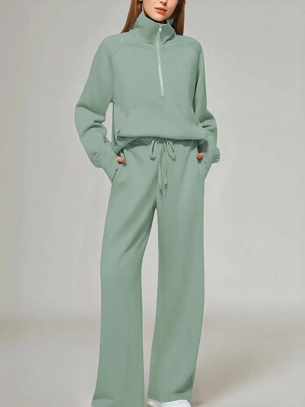 Half Zip Long Sleeve Top and Pants Set, image 10