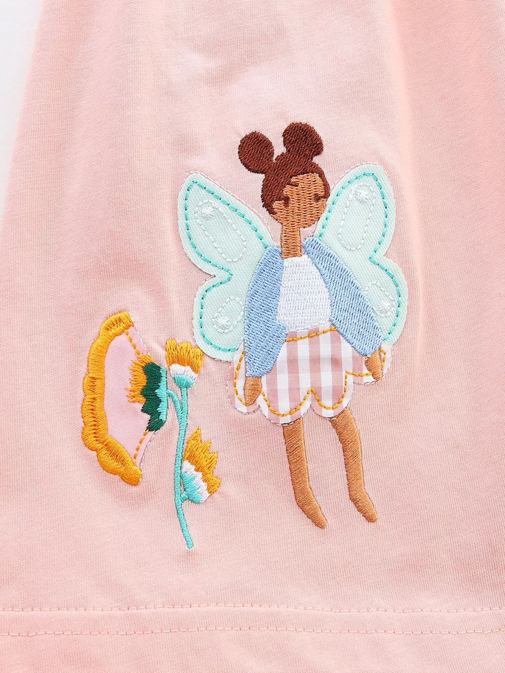 Children's Cute Cartoon Applique Short Sleeve Casual Dress, image 4