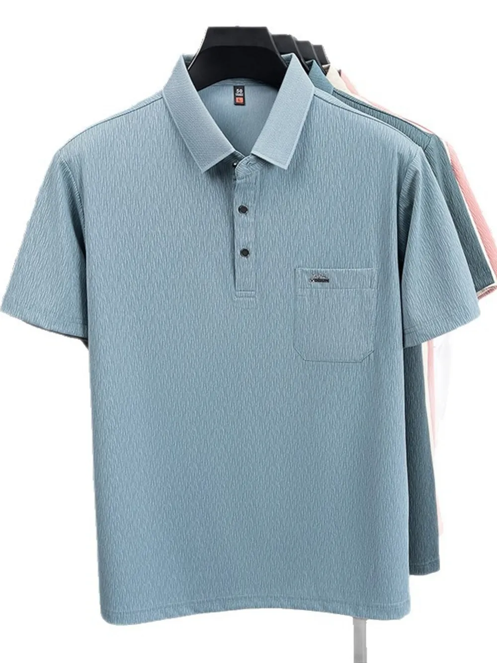 Men's Plus Size Button Detail Short Sleeve Polo, image 2