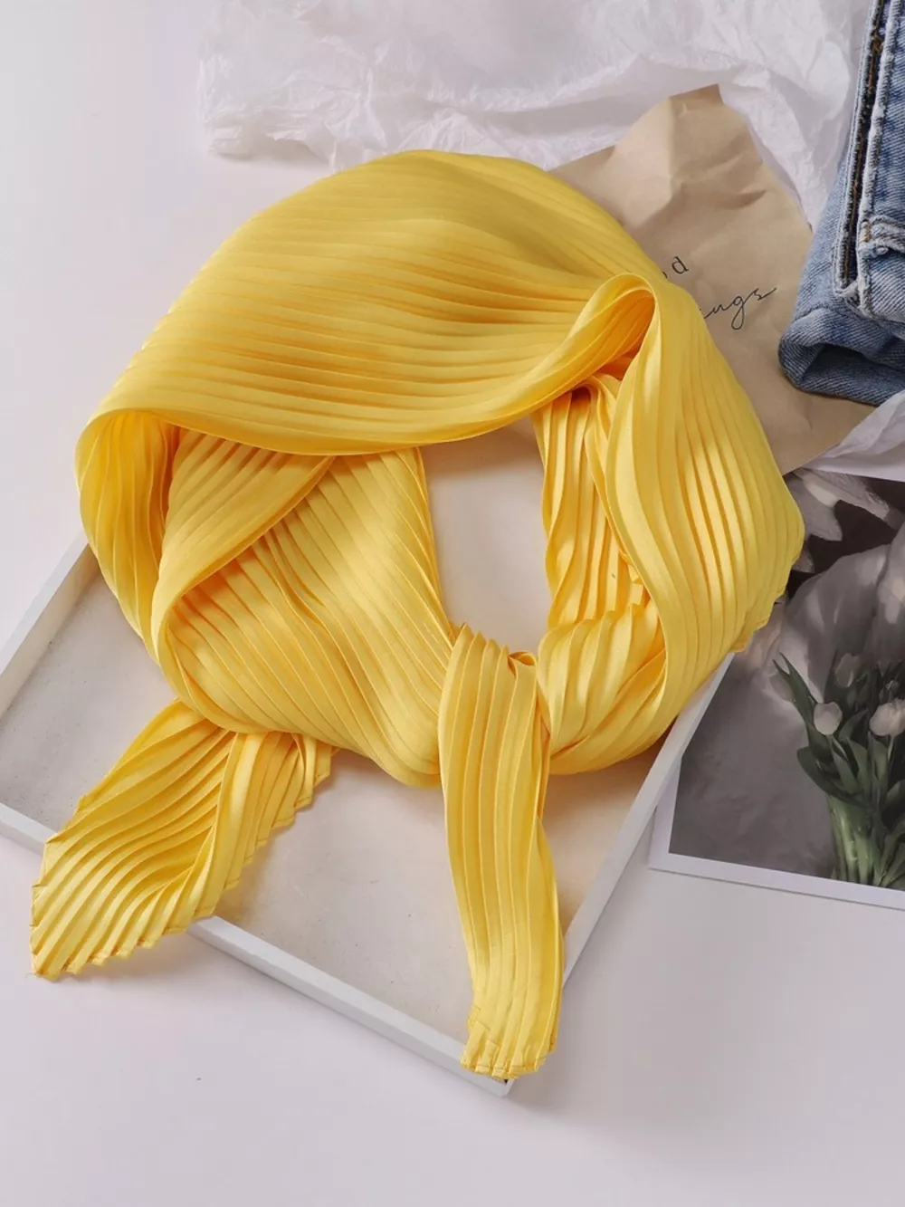 Pleated Satin Scarf, image 2