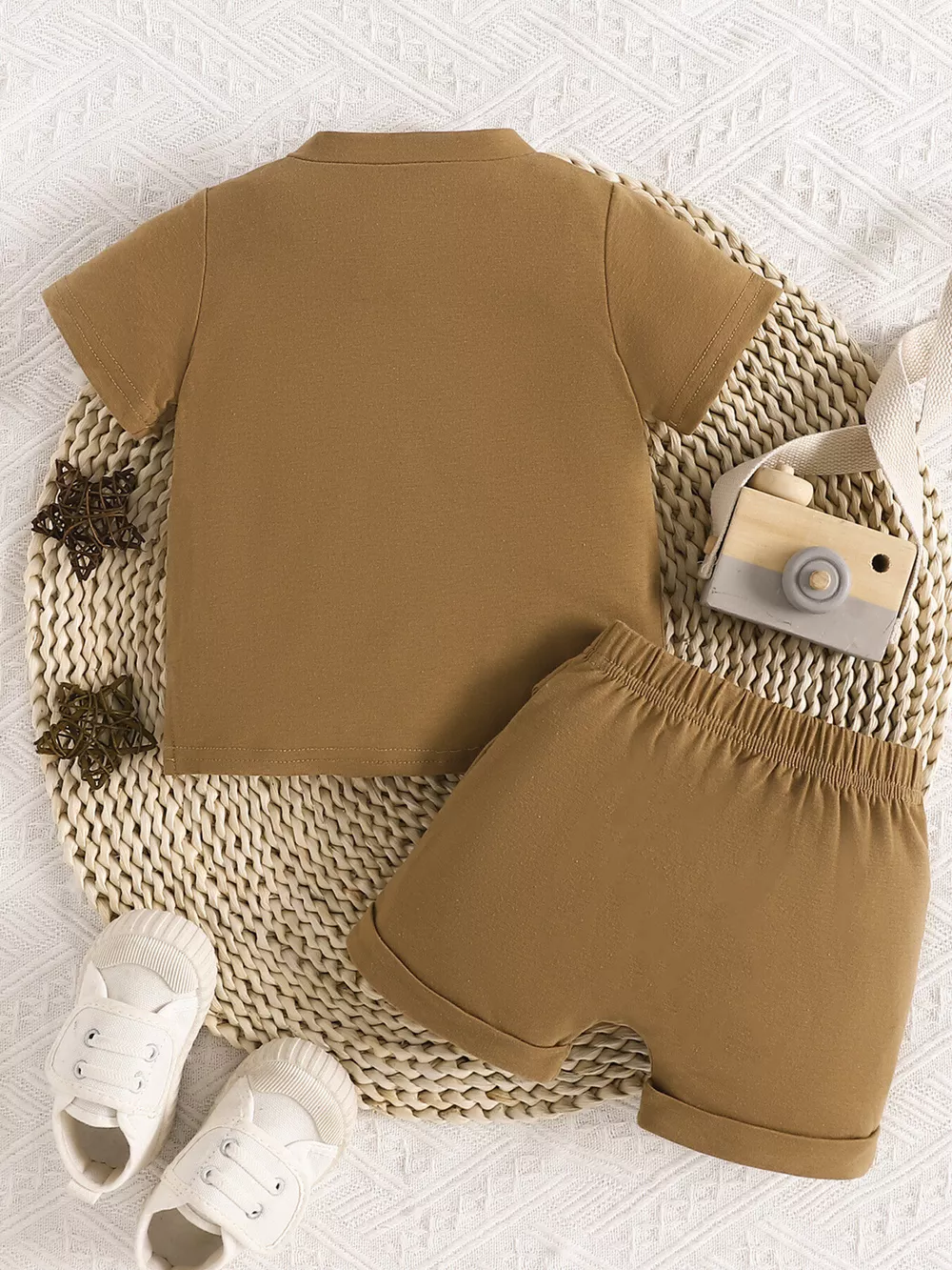 Children's Letter Round Neck Tee and Shorts Set, image 6
